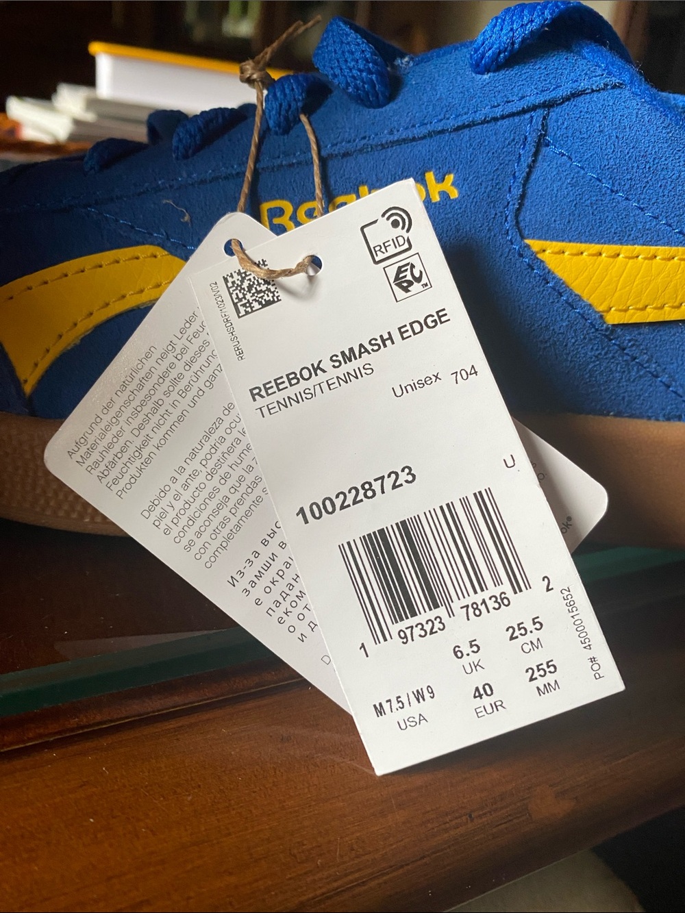 Reebok Unisex Smash Edge Sneakers - Royal Blue with Yellow Accents - Picture 5 of 5